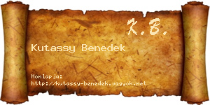 Kutassy Benedek névjegykártya