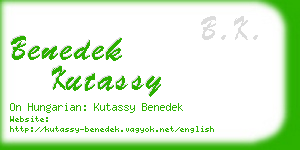 benedek kutassy business card